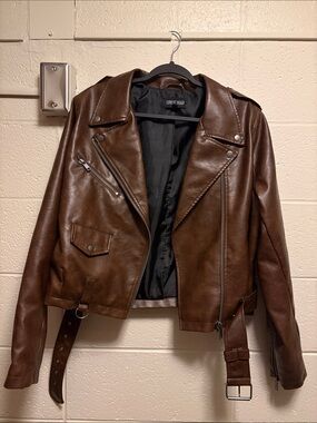 Dolls Kill Current Mood Rough Ride Faux Leather Biker Jacket - Brown